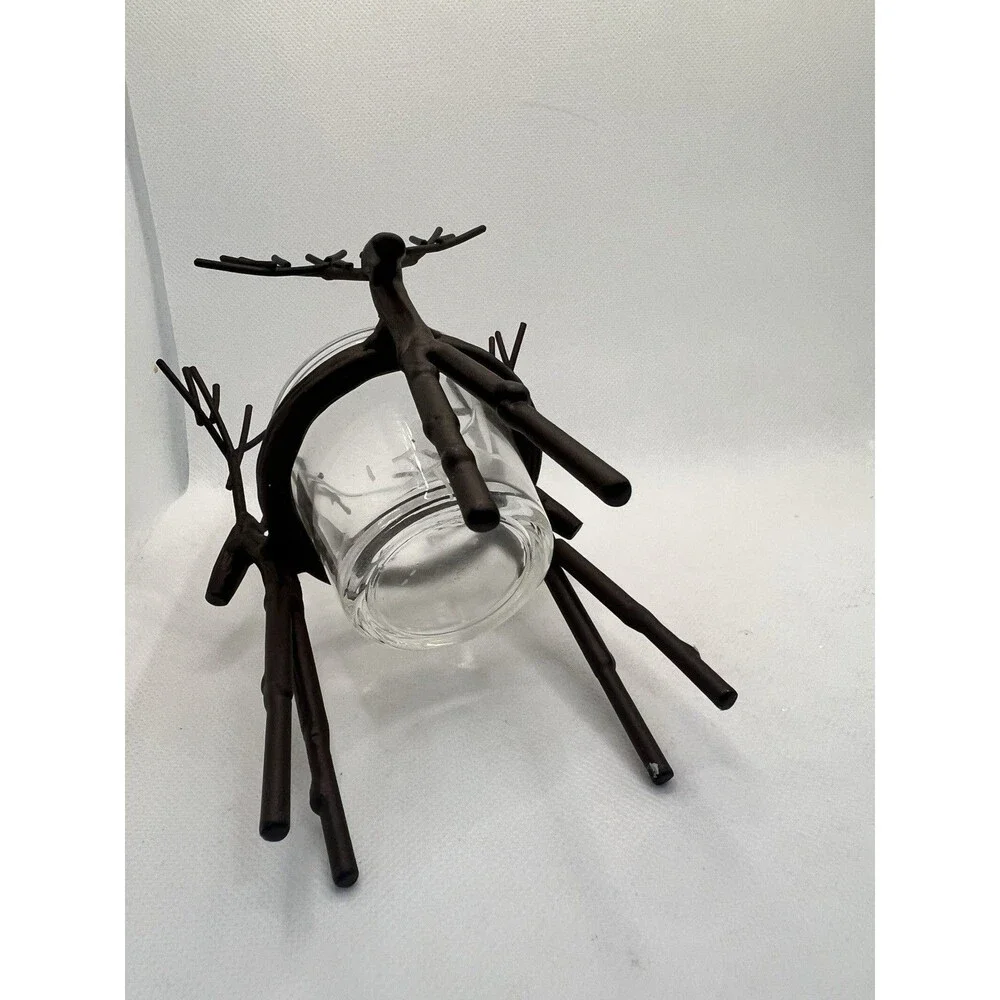 Yankee Candle Reindeer Buck Deer Metal Votive Candle Holder Rustic Holiday